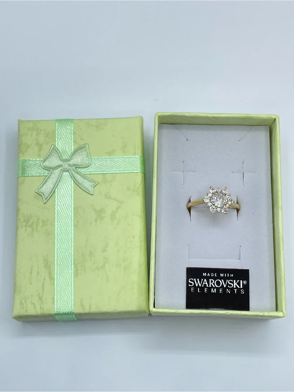 Swarovski Crystal Elements White Swarovski Elements Floral Halo Ring Size 8